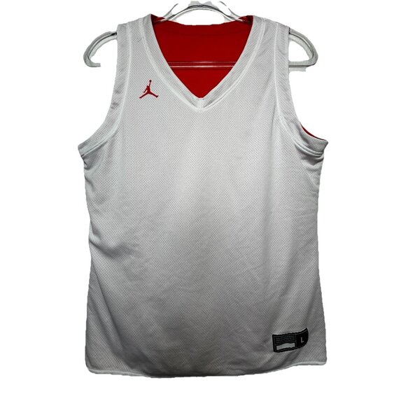 JORDAN WOMEN'S TEAM REVERSIBLE PRACTICE JERSEY RED WHITE SIZE Large Basketball - Picture 1 of 5